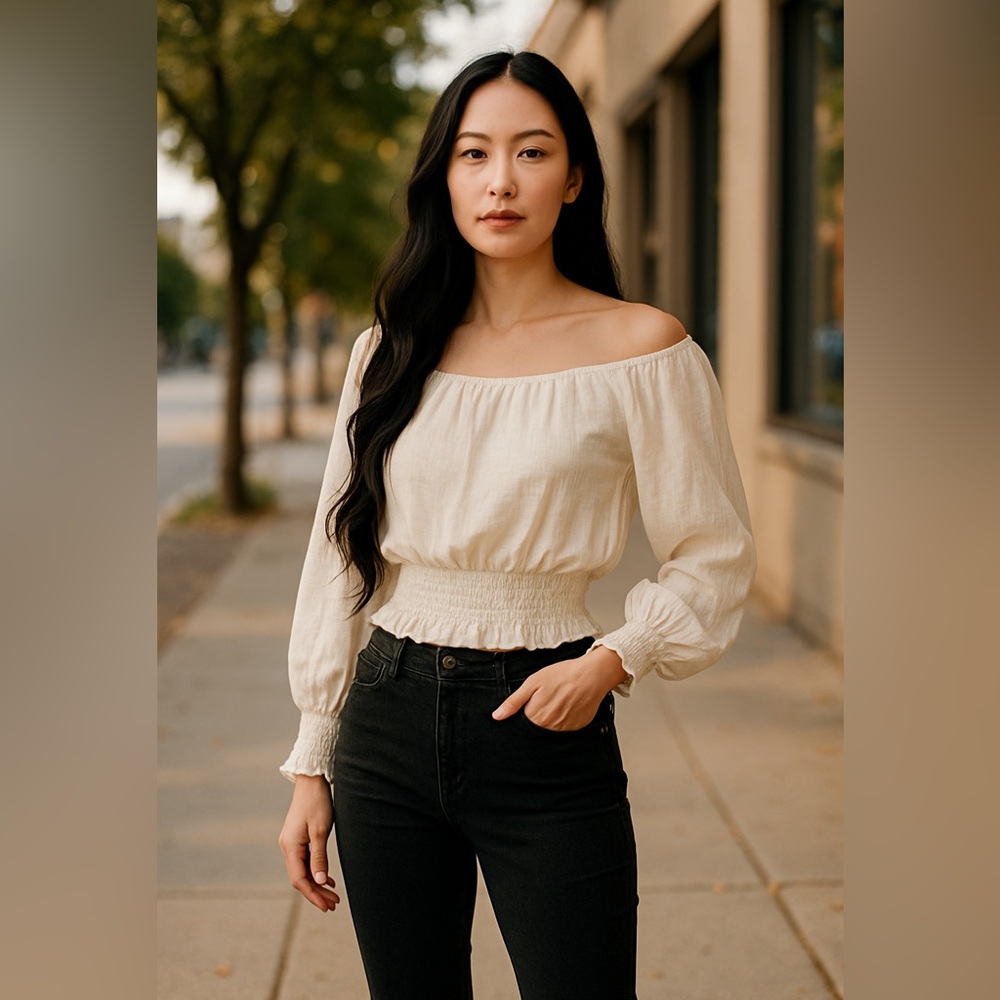 Dance & Marvel Cream Top with Tan Dots
